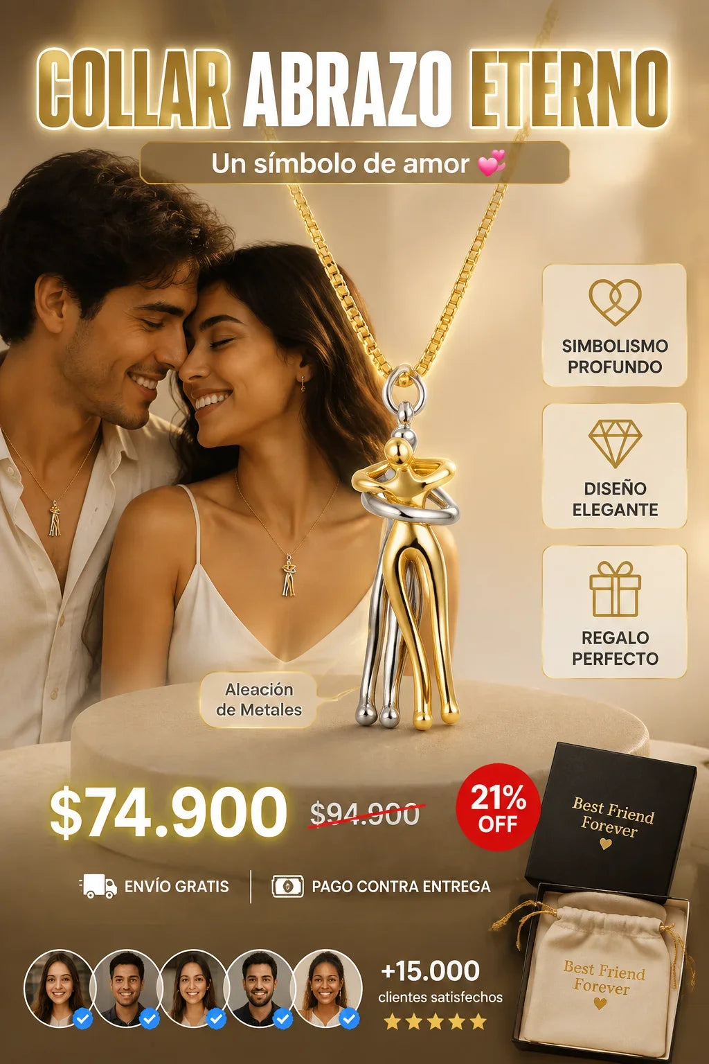 ABRAZO ETERNO DORADO-PLATEADO+ CAJA